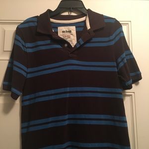 Urban pipeline brown and blue striped polo shirt
